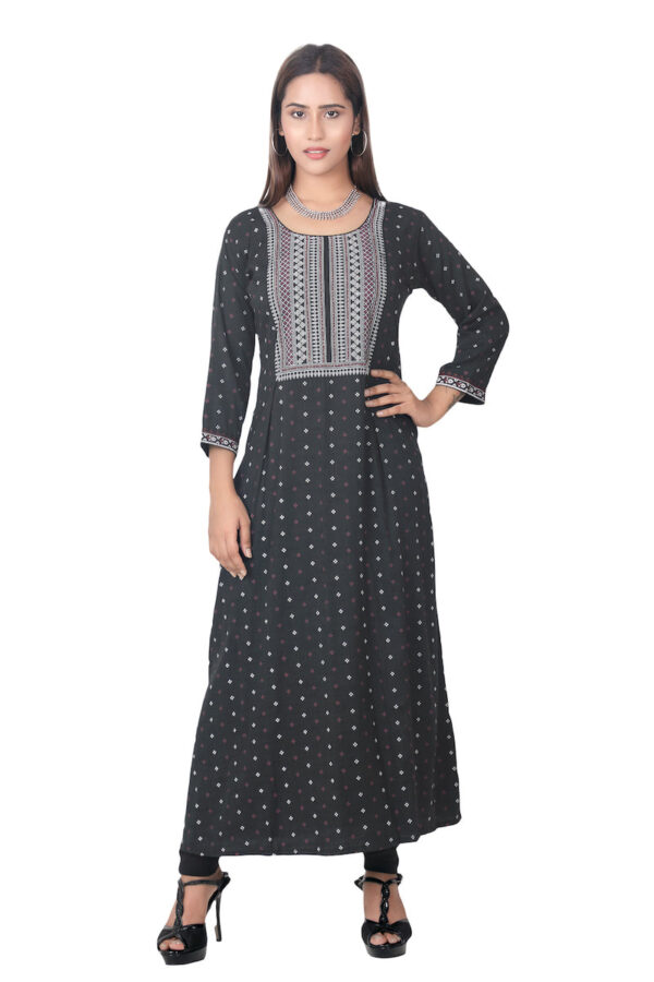 Slate Grey Kurti With Red and White print