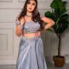 Silver Palazzo Pant Suit with Sequin Blouse - Image 3