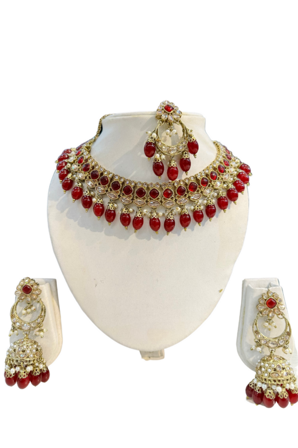 Red Polki Necklace Set