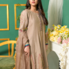 Beige A Line Formal Suit with Pink and Teal Border - Image 2