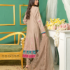 Beige A Line Formal Suit with Pink and Teal Border - Image 3