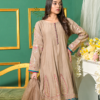 Beige A Line Formal Suit with Pink and Teal Border