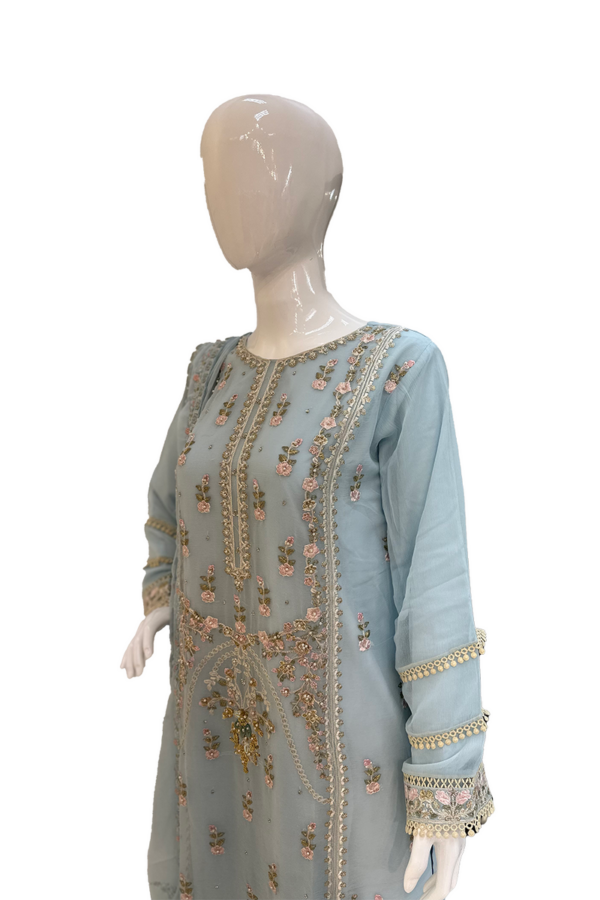 Blue thread work ladies suit - Image 2