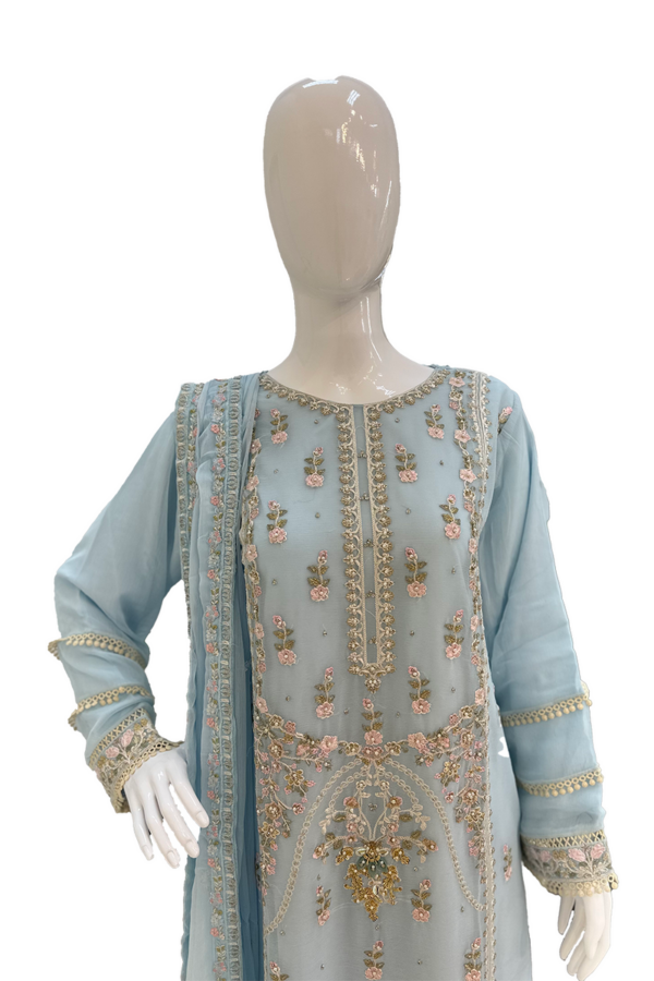 Blue thread work ladies suit - Image 3