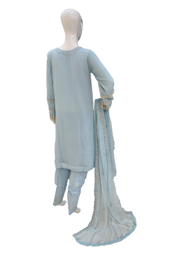 Blue thread work ladies suit - Image 6