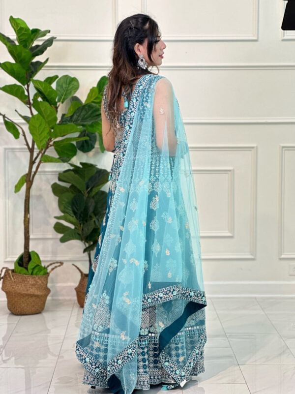 Teal Blue Lehenga Choli - Image 3