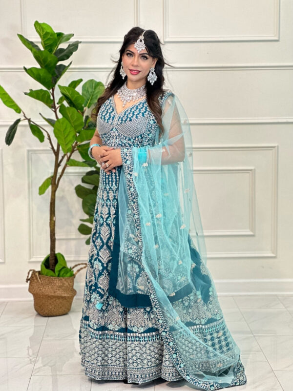 Teal Blue Lehenga Choli