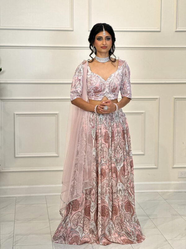 Pink Digital Print with Sequin and Rhinestones Lehenga Choli - Image 5