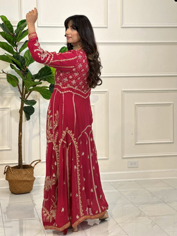 Hot Pink & Gold 3pc Luxury Pret Suit - Image 4