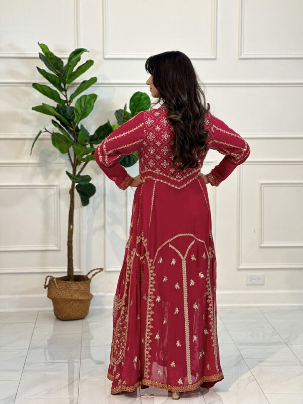 Hot Pink & Gold 3pc Luxury Pret Suit - Image 8