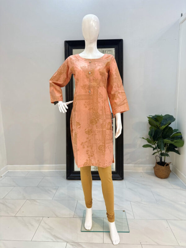 Peach Kurti with Gold Digital Print