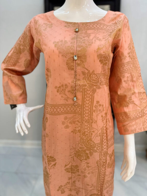 Peach Kurti with Gold Digital Print - Image 3