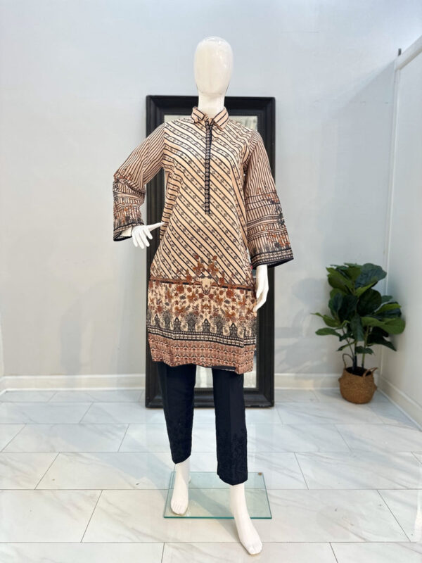 Peach and Black Digital Print Kurti