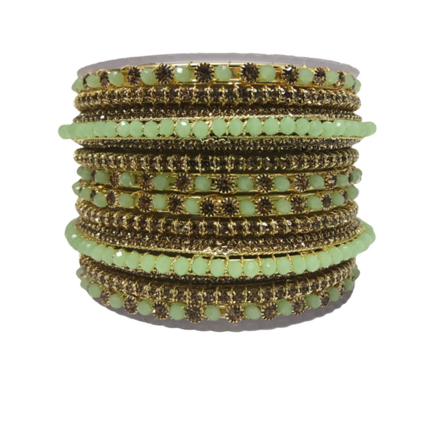 Light Green American Diamond Bangle Set