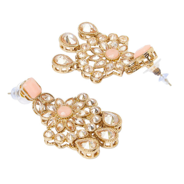 Champagne & Peach Polki Necklace Set - Image 3