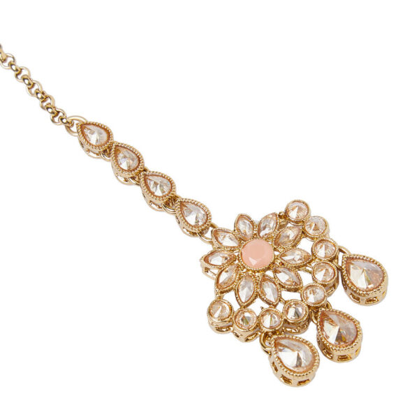 Champagne & Peach Polki Necklace Set - Image 4