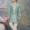Boys Summer Green Kurta And Pyjama Set in Flower Design