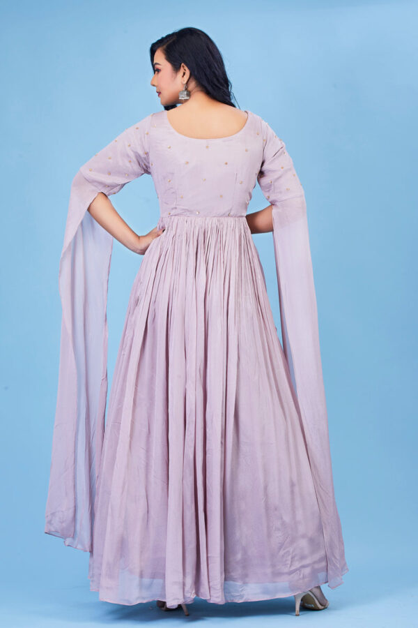 Lavender color Long Gown with Dupatta - Image 5