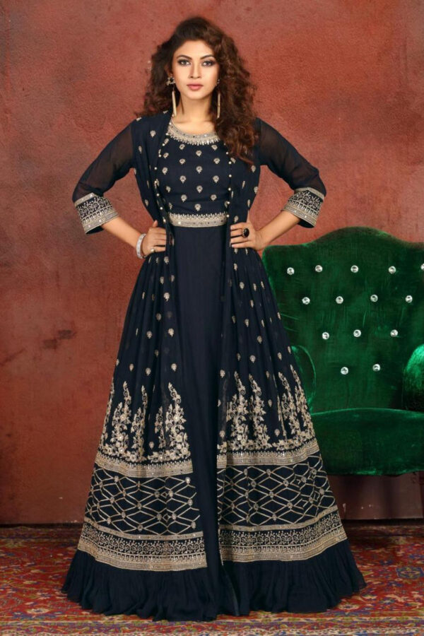 Navy Blue Gown with Jacket