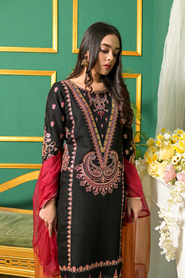 Black, Red & Gold Embroidery Formal Suit - Image 5