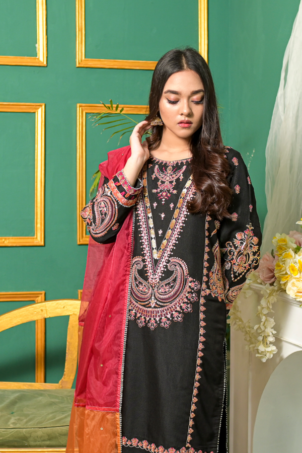 Black, Red & Gold Embroidery Formal Suit - Image 6