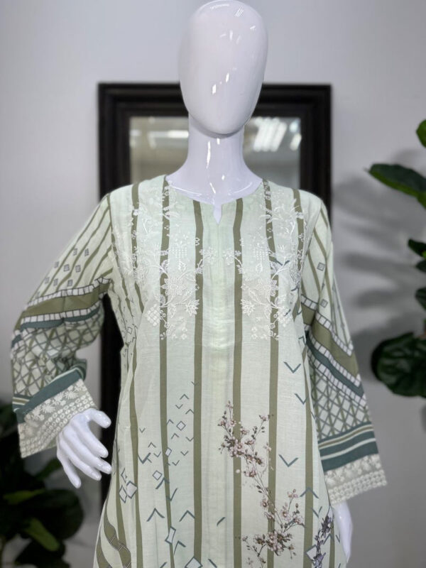 Mint Green Kurti with White Thread Work - Image 3